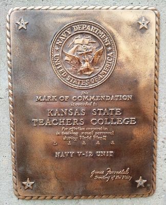 Kansas State Teachers College Navy Mark of Commendation Marker image. Click for full size.