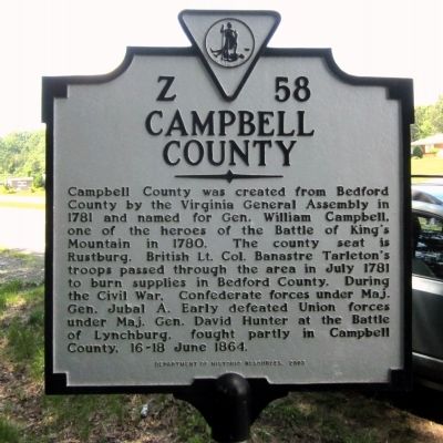 Campbell County Marker. Click for full size. Campbell County Marker image. Click for full size.