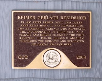 Reimer, Gerlach Residence Marker. Click for full size. Reimer, Gerlach Residence Marker image. Click for full size.