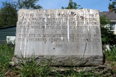 Site of Dr. Johnson's Tennis Court Marker. Click for full size. Site of Dr. Johnson's Tennis Court Marker image. Click for full size.