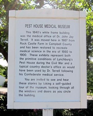 Pest House Medical Museum Marker. Click for full size. Pest House Medical Museum Marker image. Click for full size.
