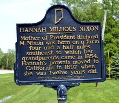 Hannah Milhous Nixon Marker. Click for full size. Hannah Milhous Nixon Marker image. Click for full size.
