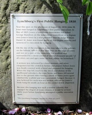 Lynchburgs First Public Hanging, 1830 Marker image. Click for full size.