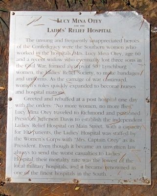 Lucy Mina Otey and the Ladies' Relief Hospital Marker. Click for full size. Lucy Mina Otey and the Ladies' Relief Hospital Marker image. Click for full size.