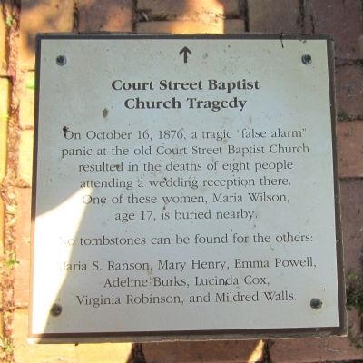 Court Street Baptist Church Tragedy Marker image. Click for full size.