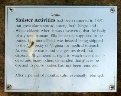 Sinister Activities Marker. Click for full size. Sinister Activities Marker image. Click for full size.