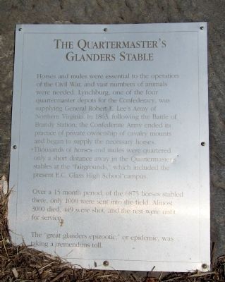 The Quartermaster’s Glanders Stable Marker. Click for full size. The Quartermaster’s Glanders Stable Marker image. Click for full size.