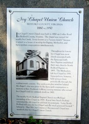Ivy Chapel Union Church Marker image. Click for full size.