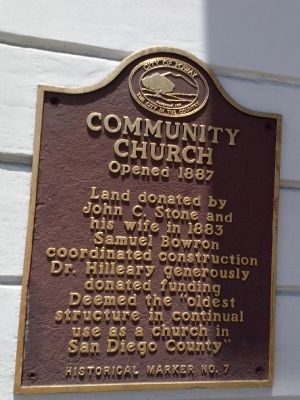 Community Church of Poway Marker. Click for full size. Community Church of Poway Marker image. Click for full size.