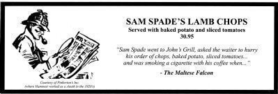 Sam Spade's Lamb Chops<br>Served with baked potato and sliced tomatoes image. Click for full size.