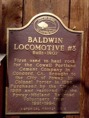 Baldwin Locomotive No. 3 Marker image. Click for full size.
