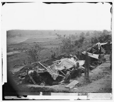 North Anna River, Va. Federal troops occupying line of breastworks on the north bank. image. Click for full size.