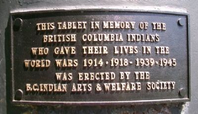 British Columbia Indians World Wars Memorial Marker image. Click for full size.