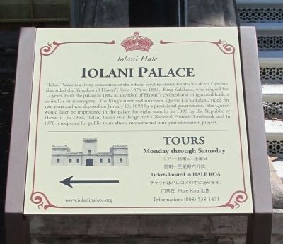Iolani Palace Marker image. Click for full size.