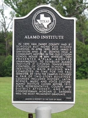 Alamo Institute Texas Historical Marker image. Click for full size.