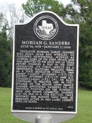 Morgan G. Sanders Texas Historical Marker image. Click for full size.