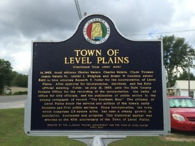 Town of Level Plains Marker (reverse) image. Click for full size.