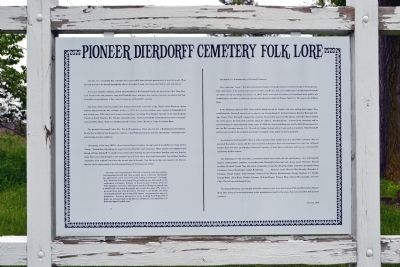Pioneer Dierdorff Cemetery Folk Lore Marker image. Click for full size.