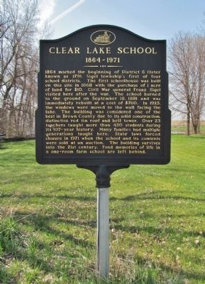 Clear Lake School Marker image. Click for full size.