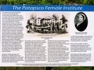 The Patapsco Female Institute Marker image. Click for full size.