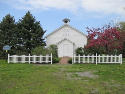 Front Randall Road Schoolhouse and Marker. Click for full size. Front Randall Road Schoolhouse and Marker image. Click for full size.