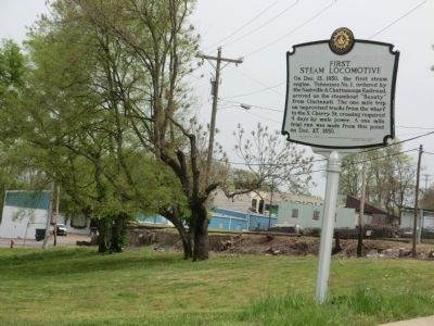 First Steam Locomotive Marker - old marker image. Click for full size.