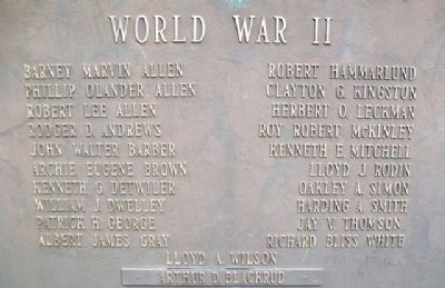 War Memorial WWII Honor Roll. Click for full size. War Memorial WWII Honor Roll image. Click for full size.