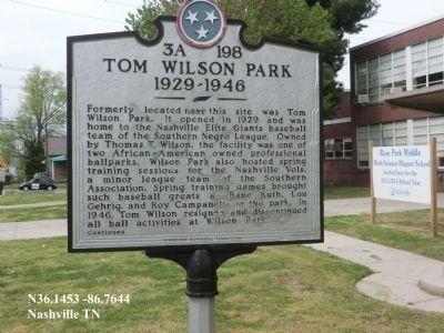 Tom Wilson Park side of marker. Click for full size. Tom Wilson Park side of marker image. Click for full size.