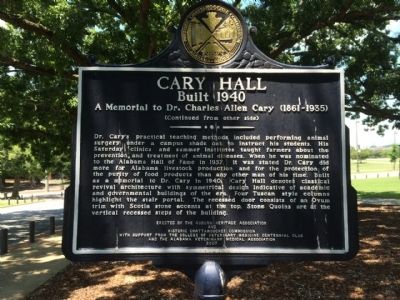 Cary Hall Marker (reverse) image. Click for full size.
