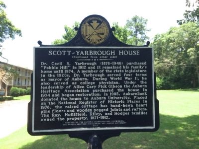 Scott-Yarbrough House Marker (reverse) image. Click for full size.