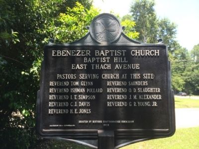 Ebenezer Baptist Church Marker (reverse) image. Click for full size.