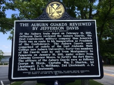 The Auburn Guards Reviewed by Jefferson Davis Marker image. Click for full size.
