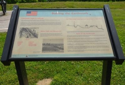Building the Earthwork Wayside Exhibit image. Click for full size.