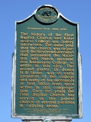First Baptist Church Marker Reverse image. Click for full size.