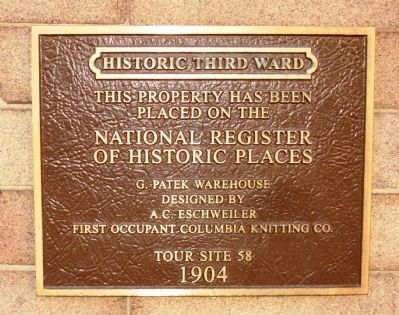 G. Patek Warehouse Marker. Click for full size. G. Patek Warehouse Marker image. Click for full size.