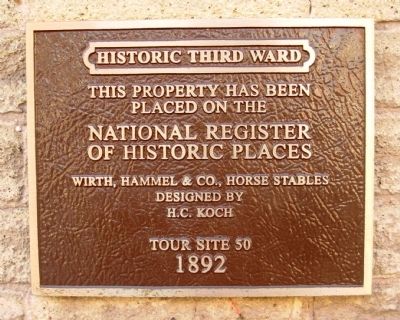 Wirth, Hammel and Co., Horse Stables Marker. Click for full size. Wirth, Hammel and Co., Horse Stables Marker image. Click for full size.