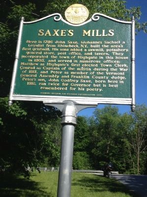 Saxe's Mills Marker image. Click for full size.
