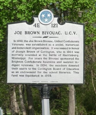 Joe Brown Bivouac, U.C.V. Marker image. Click for full size.
