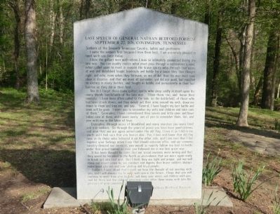 Last Speech of General Nathan Bedford Forrest Marker. Click for full size. Last Speech of General Nathan Bedford Forrest Marker image. Click for full size.