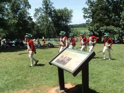 British Troops at the Combs Hill Cannonade Marker. Click for full size. British Troops at the Combs Hill Cannonade Marker image. Click for full size.
