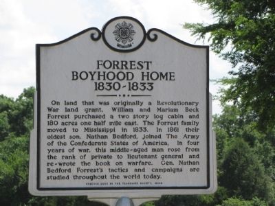 Forrest Boyhood Home Marker. Click for full size. Forrest Boyhood Home Marker image. Click for full size.