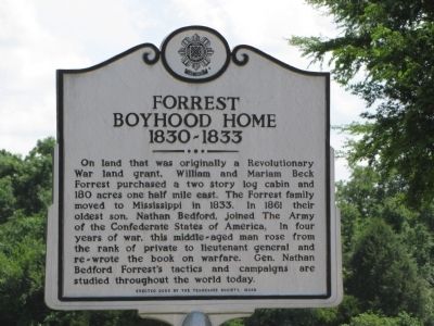 Forrest Boyhood Home Marker image. Click for full size.