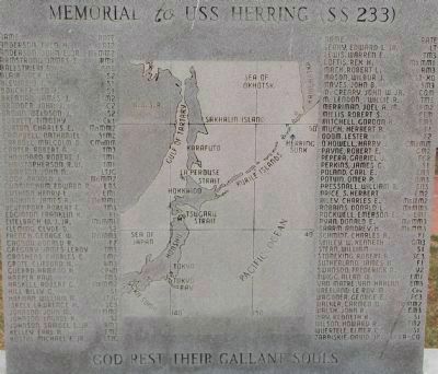Close-up of the Memorial to USS <i>Herring</i> (SS-233) Marker <i>Panel 1</i> image. Click for full size.