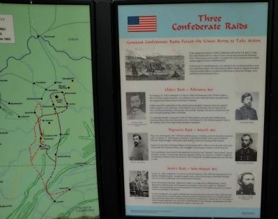 Three Confederate Raids Wayside Exhibit image. Click for full size.