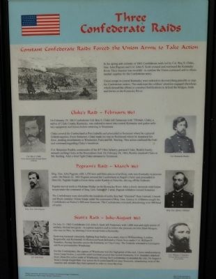 Three Confederate Raids Wayside Exhibit. Click for full size. Three Confederate Raids Wayside Exhibit image. Click for full size.