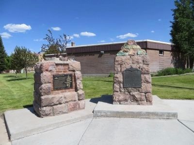 The Panguitch Quilt Walk Marker <i>on left</i> image. Click for full size.