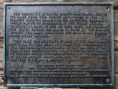 The Community of Silver Spring Marker. Click for full size. The Community of Silver Spring Marker image. Click for full size.