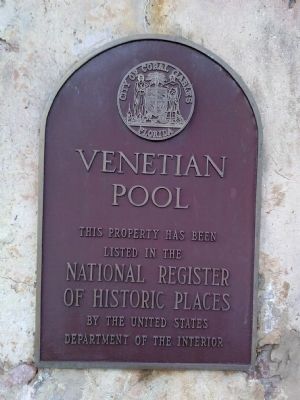 Venetian Pool - National Register of Historic Places Marker image. Click for full size.