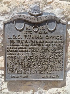 L.D.S. Tithing Office Marker image. Click for full size.