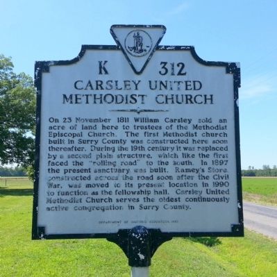 Carsley United Methodist Church Marker image. Click for full size.